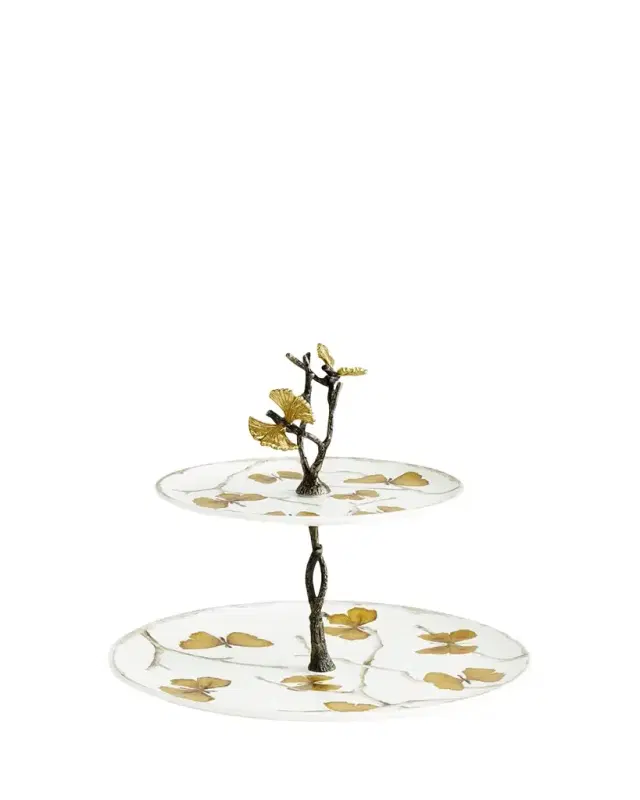 Michael Aram Butterfly Ginkgo 2-Tier Porcelain Etagere