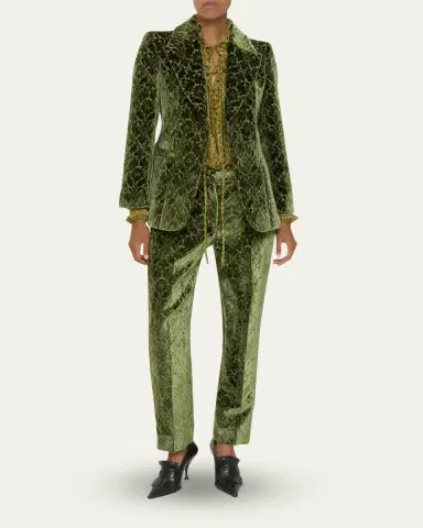 Burberry Baroque Velvet Straight-Leg Ankle Pants | Thumbnail 2 Burberry Baroque Velvet Straight-Leg Ankle Pants | Thumbnail 2