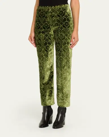 Burberry Baroque Velvet Straight-Leg Ankle Pants | Thumbnail 4 Burberry Baroque Velvet Straight-Leg Ankle Pants | Thumbnail 4
