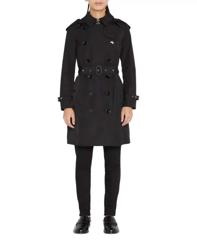Kensington Double-Breasted Trench Coat with Detachable Hood
