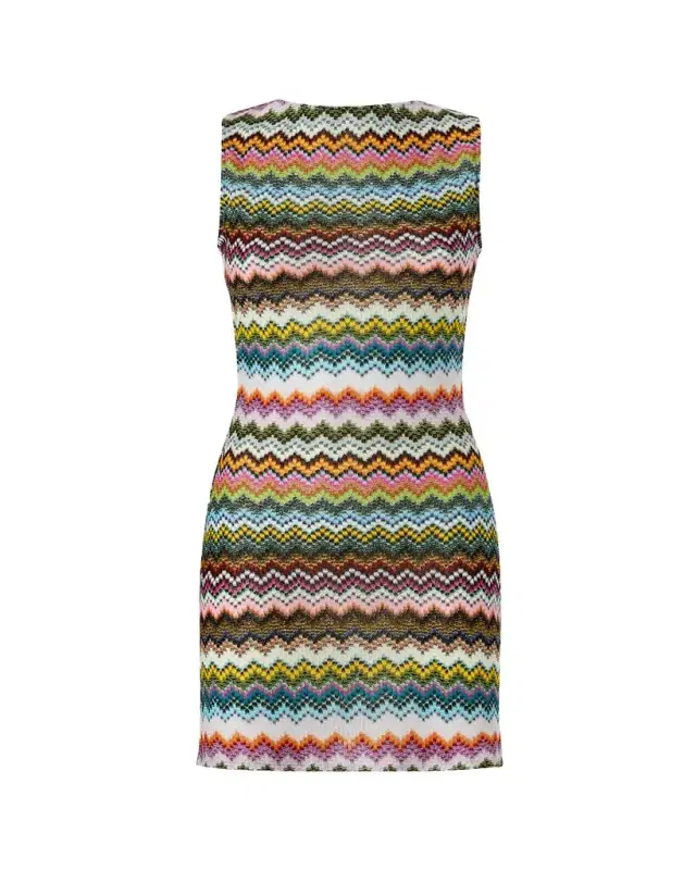Mare Open-Back Striped Metallic Crochet Mini Dress