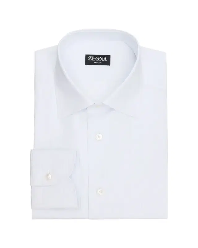 ZEGNA Men's Micro-Check Trecapi Cotton Dress Shirt