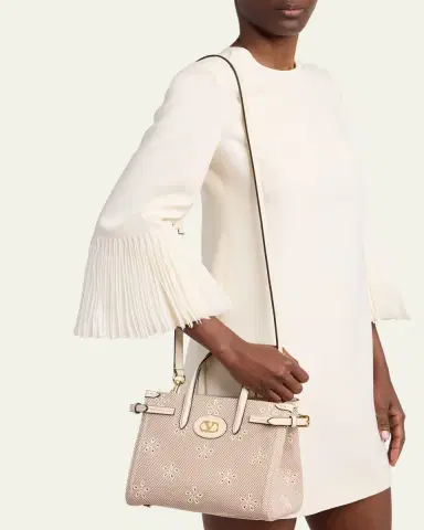 Valentino Garavani Small Eyelet-Embroidered Canvas Tote Bag | Thumbnail 2