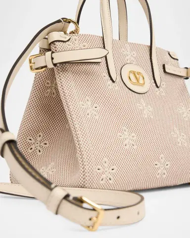 Valentino Garavani Small Eyelet-Embroidered Canvas Tote Bag | Thumbnail 10