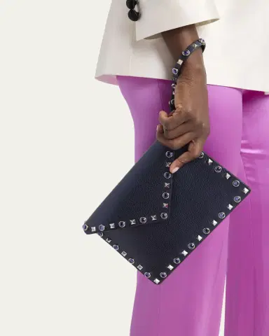 Valentino Garavani Medium Rockstud & Rhinestone Flat Pouch Bag | Thumbnail 2 Valentino Garavani Medium Rockstud & Rhinestone Flat Pouch Bag | Thumbnail 2