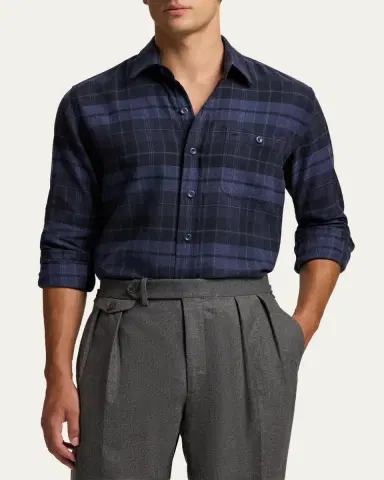 Ralph Lauren Purple Label Plaid Twill Shirt | Thumbnail 4