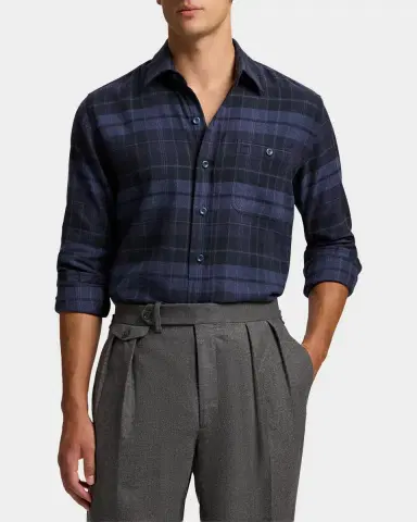 Ralph Lauren Purple Label Plaid Twill Shirt | Thumbnail 8