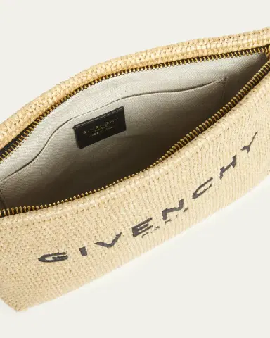 Givenchy Logo-Embroidered Pouch Bag in Faux Raffia | Thumbnail 4
