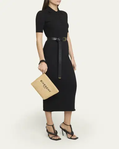 Givenchy Logo-Embroidered Pouch Bag in Faux Raffia | Thumbnail 5