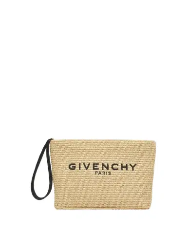Givenchy Logo-Embroidered Pouch Bag in Faux Raffia | Thumbnail 1