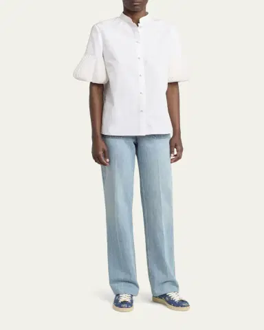 Valentino Garavani Floral Embroidered Denim Low-Top Sneakers | Thumbnail 3 Valentino Garavani Floral Embroidered Denim Low-Top Sneakers | Thumbnail 3