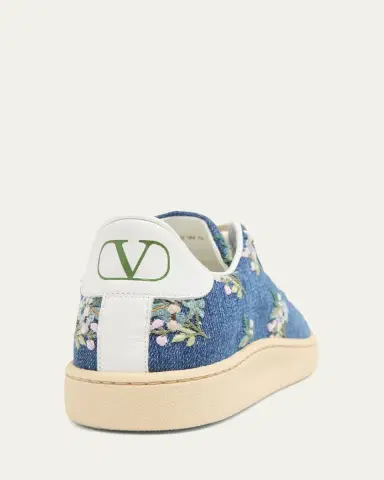 Valentino Garavani Floral Embroidered Denim Low-Top Sneakers | Thumbnail 5 Valentino Garavani Floral Embroidered Denim Low-Top Sneakers | Thumbnail 5