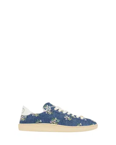 Valentino Garavani Floral Embroidered Denim Low-Top Sneakers | Thumbnail 1 Valentino Garavani Floral Embroidered Denim Low-Top Sneakers | Thumbnail 1