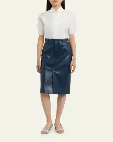 Jil Sander Short-Sleeve Gathered Button-Down Shirt | Thumbnail 2