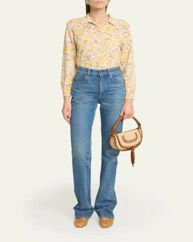 Chloé Floral-Print Wool Knit Polo Sweater | Thumbnail 2