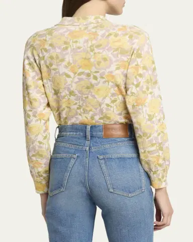 Chloé Floral-Print Wool Knit Polo Sweater | Thumbnail 3