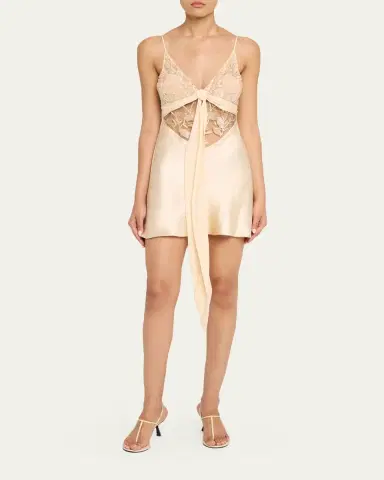Wiederhoeft Blumen Embroidered Satin Mini Slip Dress | Thumbnail 2 Wiederhoeft Blumen Embroidered Satin Mini Slip Dress | Thumbnail 2