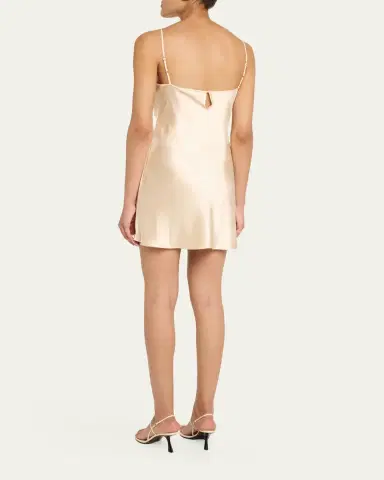 Wiederhoeft Blumen Embroidered Satin Mini Slip Dress | Thumbnail 3 Wiederhoeft Blumen Embroidered Satin Mini Slip Dress | Thumbnail 3