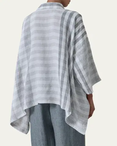 Eskandar Linen Double Pointed Sides Shirt With Collar - Mid Plus | Thumbnail 3 Eskandar Linen Double Pointed Sides Shirt With Collar - Mid Plus | Thumbnail 3
