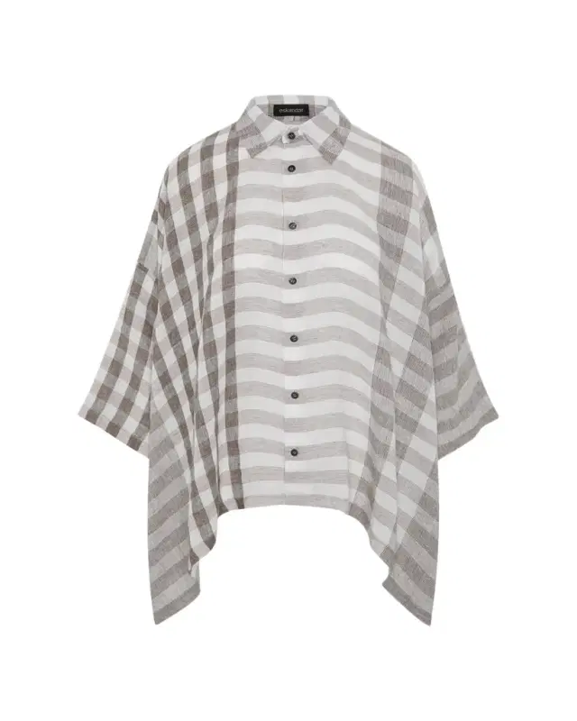 Eskandar Linen Double Pointed Sides Shirt With Collar - Mid Plus