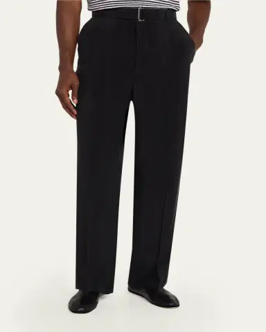 OFFICINE GÉNÉRALE Men's Nash Japanese Cupro Wide-Leg Pants | Thumbnail 4 OFFICINE GÉNÉRALE Men's Nash Japanese Cupro Wide-Leg Pants | Thumbnail 4