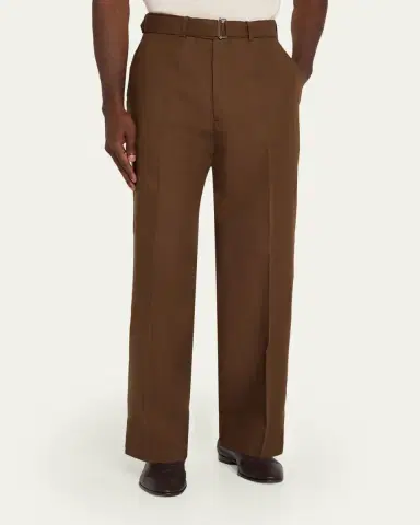 OFFICINE GÉNÉRALE Men's Belted Wide-Leg Trousers | Thumbnail 4