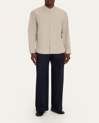 OFFICINE GÉNÉRALE Men's Evan Poplin Belted Wide-Leg Pants | Thumbnail 2 OFFICINE GÉNÉRALE Men's Evan Poplin Belted Wide-Leg Pants | Thumbnail 2