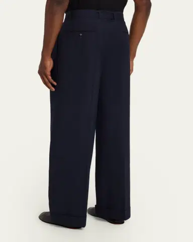 OFFICINE GÉNÉRALE Men's Evan Poplin Belted Wide-Leg Pants | Thumbnail 3 OFFICINE GÉNÉRALE Men's Evan Poplin Belted Wide-Leg Pants | Thumbnail 3
