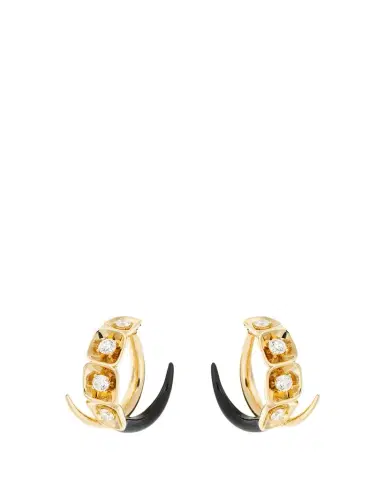Nikos Koulis LOOK 18K Yellow Gold Diamond and Enamel Hoop Earrings | Thumbnail 1