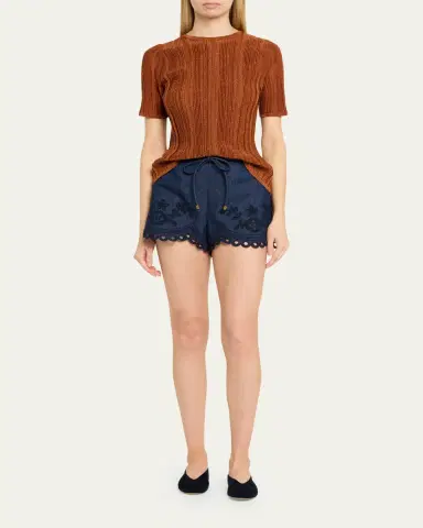 Zimmermann Indra Metallic Rib-Knit Tee | Thumbnail 2