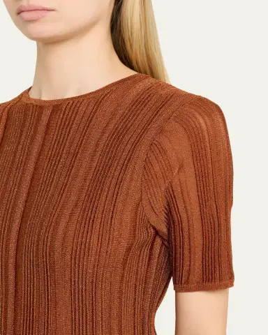 Zimmermann Indra Metallic Rib-Knit Tee | Thumbnail 5