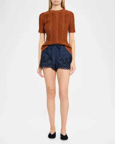 Zimmermann Indra Metallic Rib-Knit Tee | Thumbnail 6