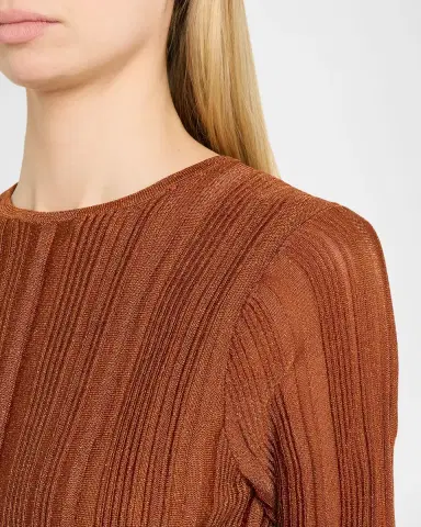 Zimmermann Indra Metallic Rib-Knit Tee | Thumbnail 9