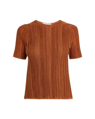 Zimmermann Indra Metallic Rib-Knit Tee | Thumbnail 1