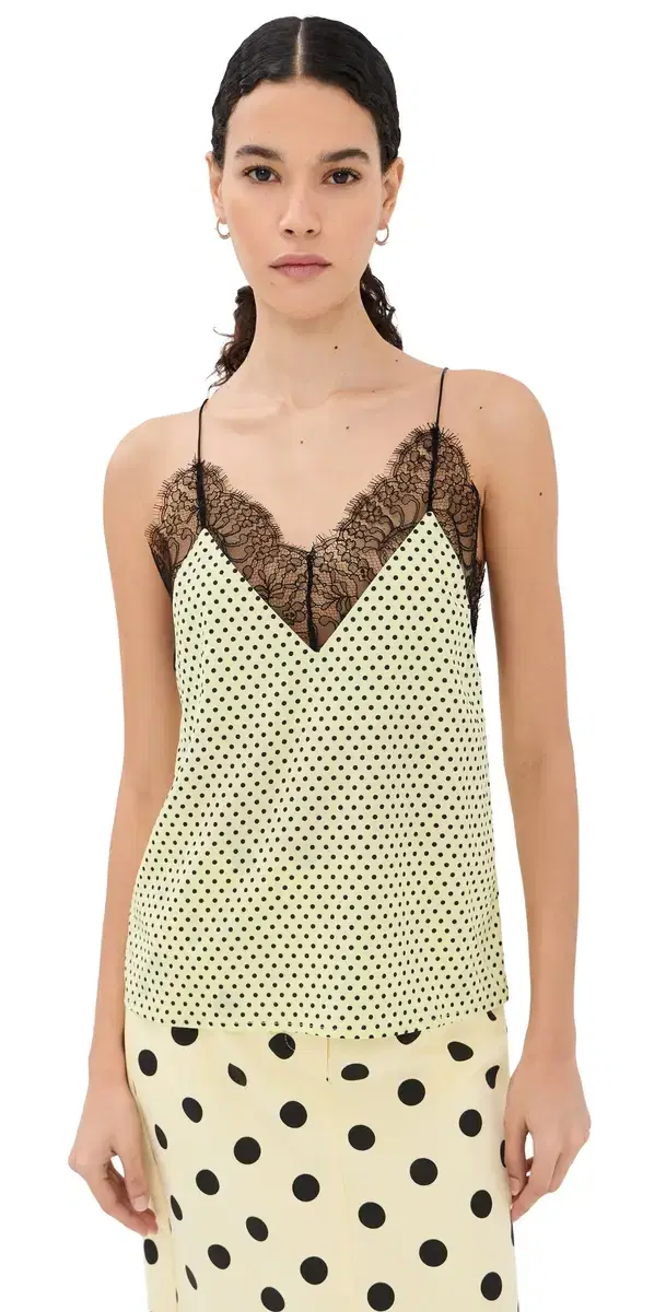 Layla Silk Top Lemon Polka Dot