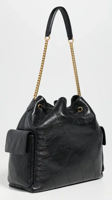 Tory Burch Charlie Quilted Large Drawstring Shoulder Bag Black One Size | Thumbnail 4 Tory Burch Charlie Quilted Large Drawstring Shoulder Bag Black One Size | Thumbnail 4