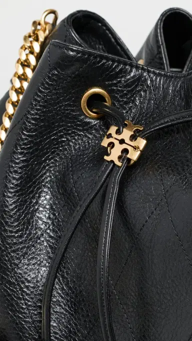 Tory Burch Charlie Quilted Large Drawstring Shoulder Bag Black One Size | Thumbnail 5 Tory Burch Charlie Quilted Large Drawstring Shoulder Bag Black One Size | Thumbnail 5