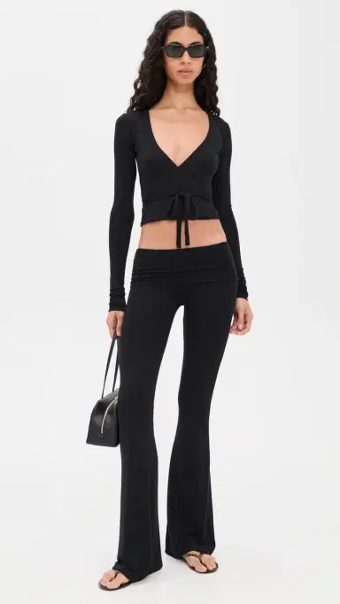 ÉTERNE Fold Over Flare Pants Black M | Thumbnail 5