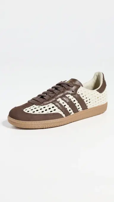 Adidas Samba OG Woven Sneakers Cream Wh/Earth Strata/Gold Met 7 | Thumbnail 2 Adidas Samba OG Woven Sneakers Cream Wh/Earth Strata/Gold Met 7 | Thumbnail 2