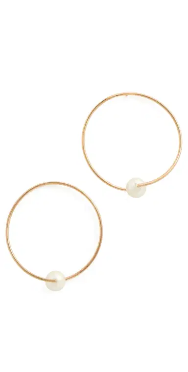 Alexa Leigh Large Pearl Circle Hoop Earrings Yellow Gold One Size | Thumbnail 1