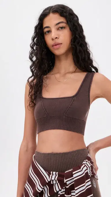 FP Movement Square Neck Good Karma Bralette Washed Chocolate | Thumbnail 2
