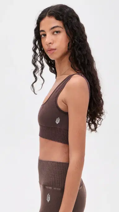 FP Movement Square Neck Good Karma Bralette Washed Chocolate | Thumbnail 4