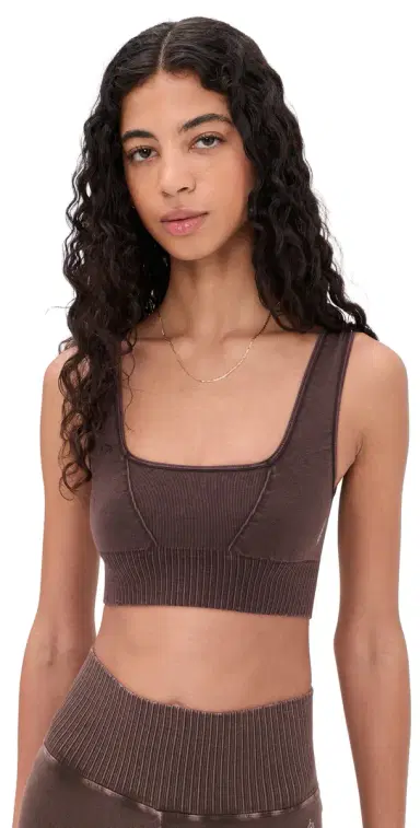 FP Movement Square Neck Good Karma Bralette Washed Chocolate | Thumbnail 1