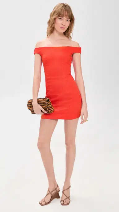 SIR. Elodie Off Shoulder Mini Dress Poppy | Thumbnail 5 SIR. Elodie Off Shoulder Mini Dress Poppy | Thumbnail 5