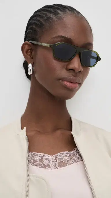Jacquemus The Becane Sunglasses Khaki/Silver/Dark Navy One Size | Thumbnail 3