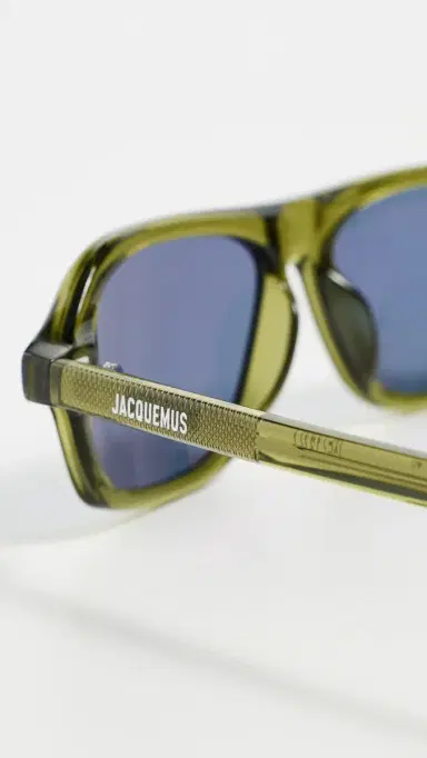 Jacquemus The Becane Sunglasses Khaki/Silver/Dark Navy One Size | Thumbnail 5