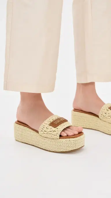 Versace Leather Raffia Espadrilles 2KJ8V-Natural/Ambrer/ G | Thumbnail 3 Versace Leather Raffia Espadrilles 2KJ8V-Natural/Ambrer/ G | Thumbnail 3