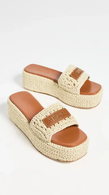 Versace Leather Raffia Espadrilles 2KJ8V-Natural/Ambrer/ G | Thumbnail 5 Versace Leather Raffia Espadrilles 2KJ8V-Natural/Ambrer/ G | Thumbnail 5