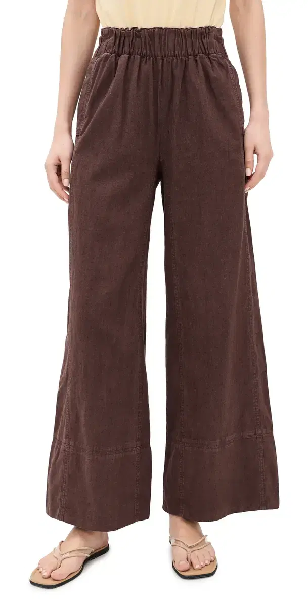 Free People Days End inen Pull On Pants Double Espresso