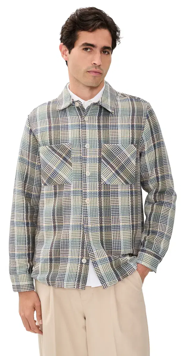 Whiting Basket Weave Overshirt Blue/Green